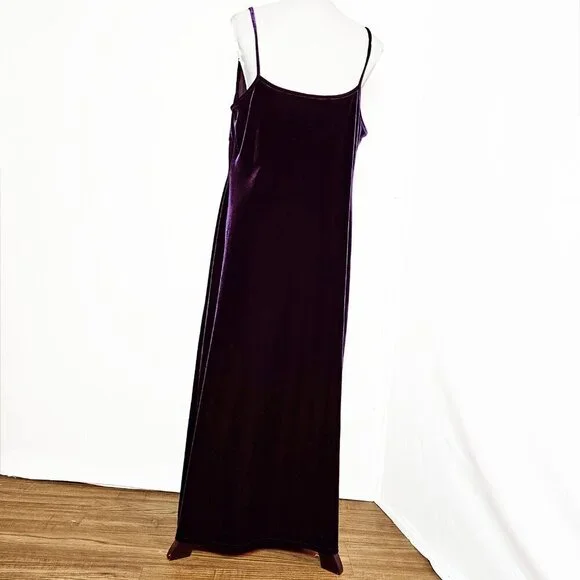 Dark Purple Velvet Empire Maxi Dress St Michael Marks & Spencer Vintage - Picture 3 of 6